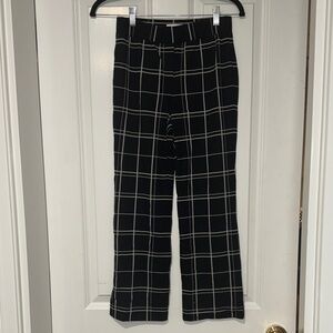 Leith Black and White Plaid Cropped Pants